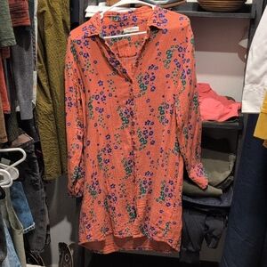NATURAL LIFE Vibrant Orange and Purple Floral Blouse